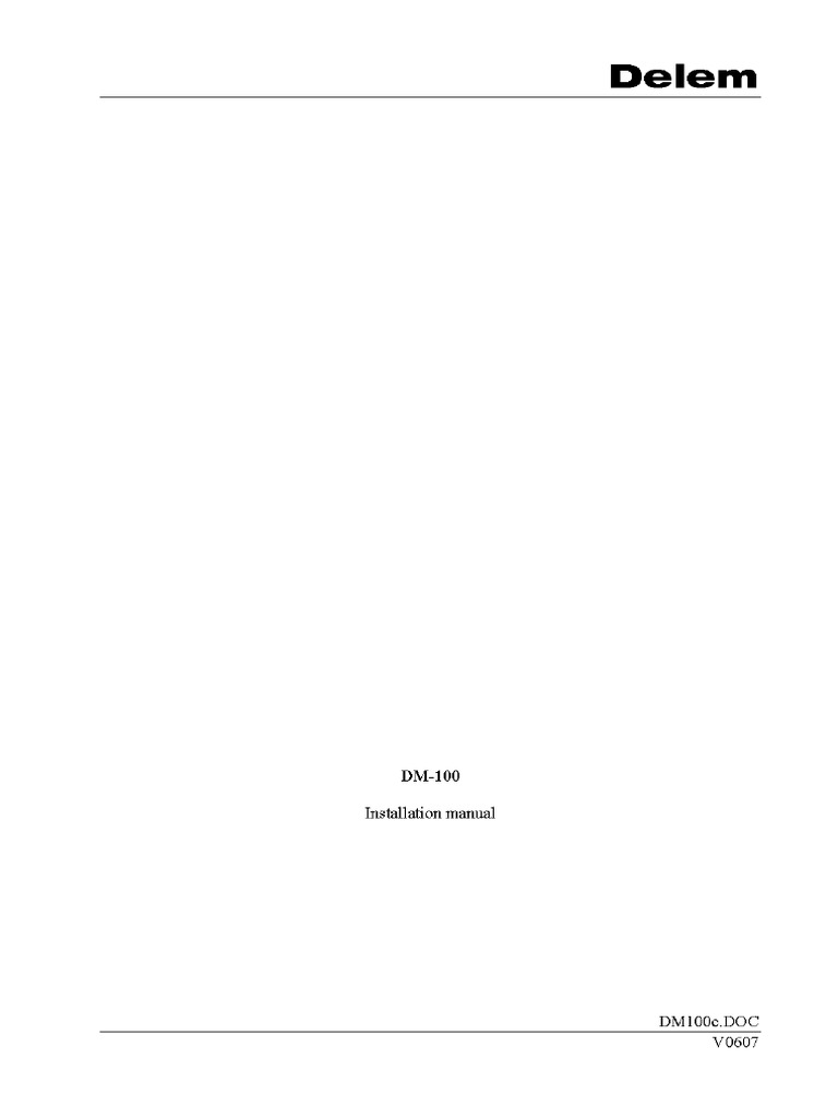 DM100c DOC V0607 DM 100 Installation Manual Manualzz PDF