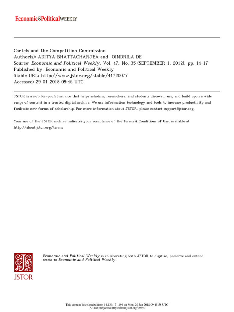 Cartels Competition Policy | PDF | Competition Law | Cartel