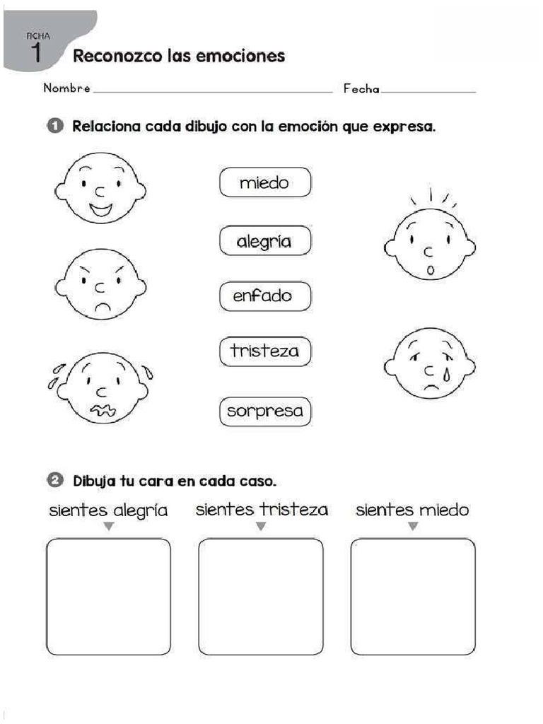 1 Ejercicios para Trabajar Las Emociones 1° | PDF