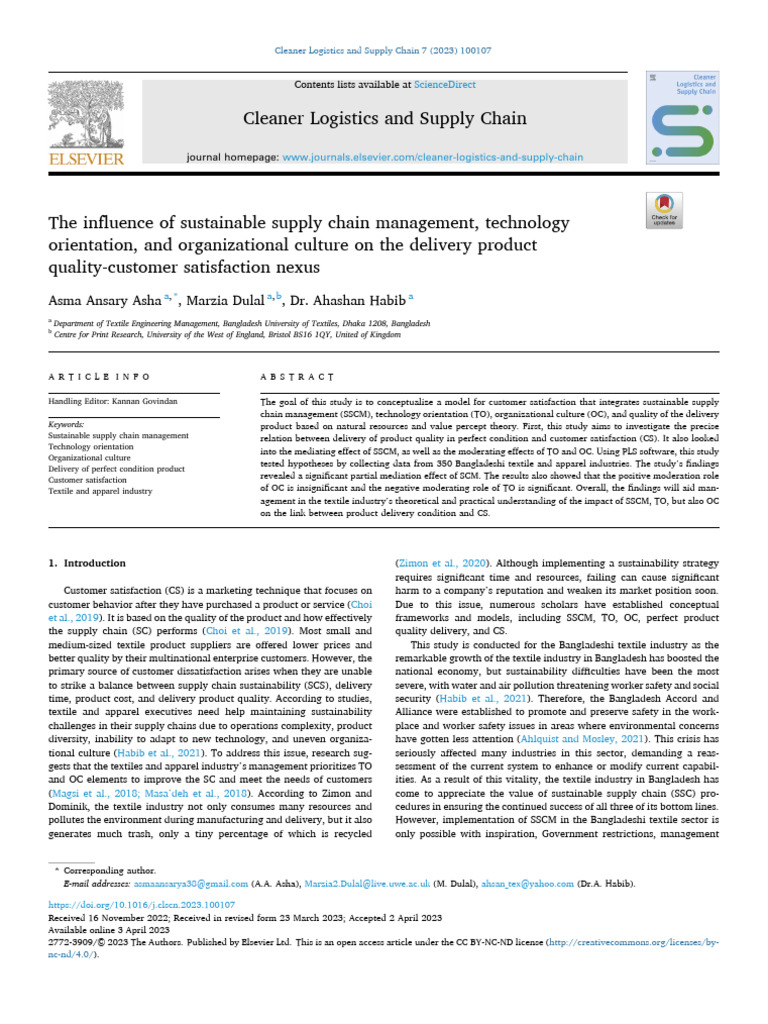 The Influence of Sustainable Supply Chain Management Tech - 2023 | PDF ...
