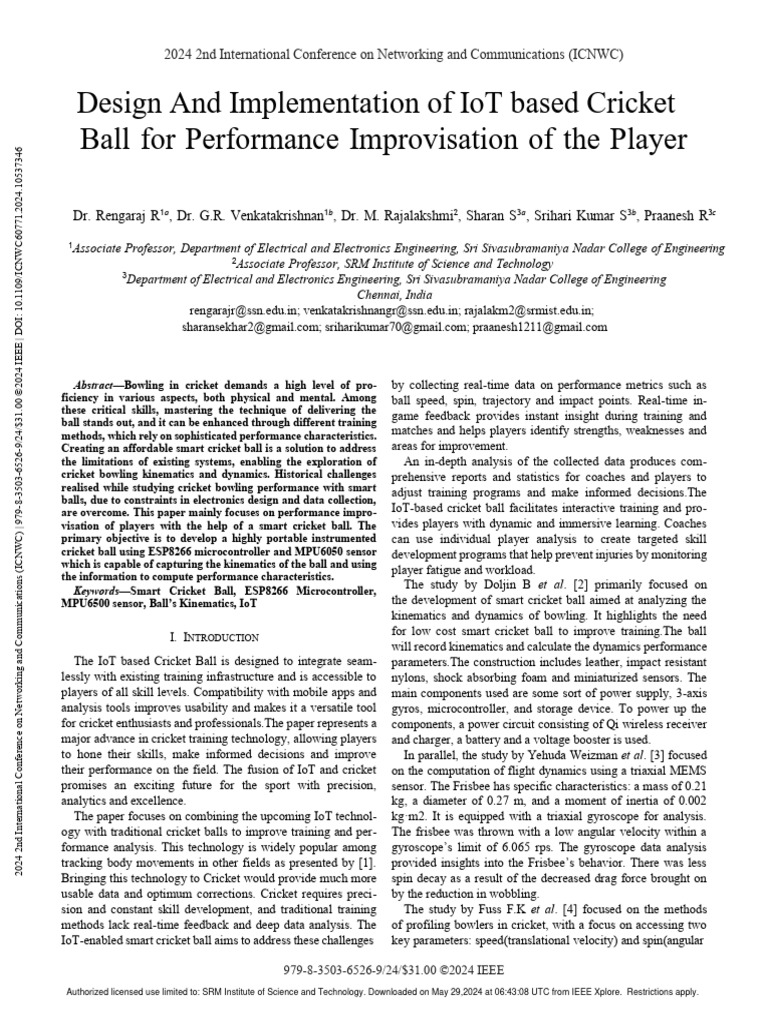 IoT Cricket Ball for Player Performance | PDF | Internet Of Things ...