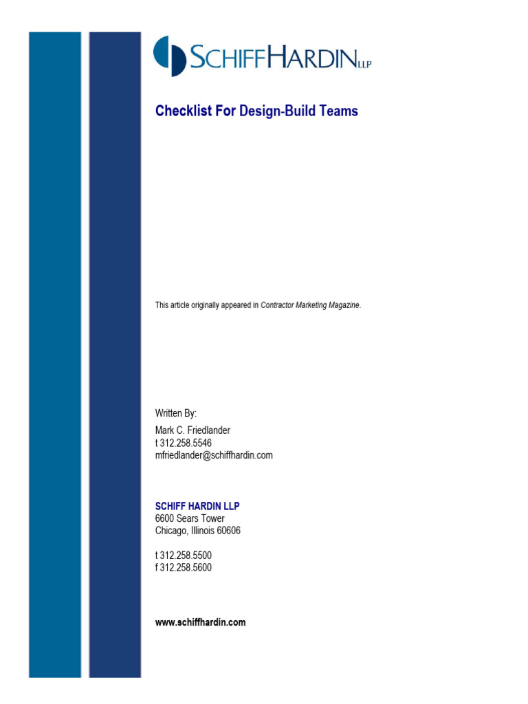Checklist Design Build Teams | PDF | Indemnity | Business