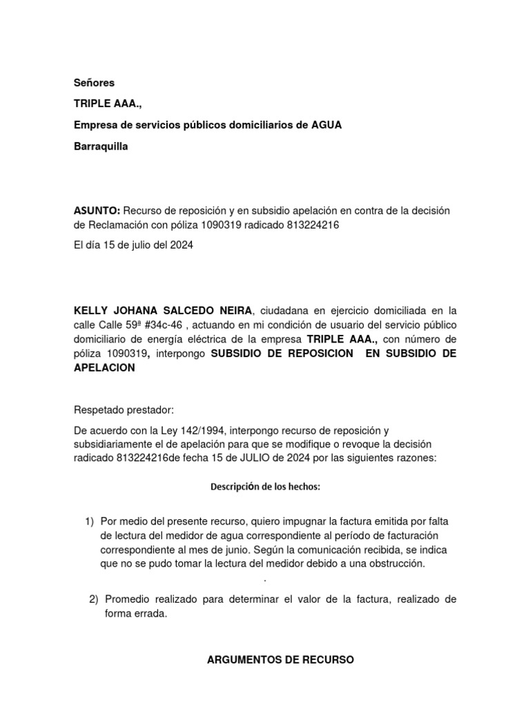 Recurso de apelacion triple aaa pdf p liza de seguros economias