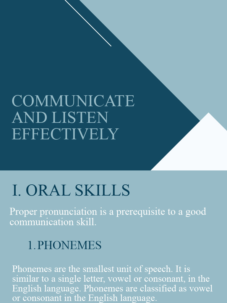 Communicate and Listen Effectively | PDF | Verb | Consonant