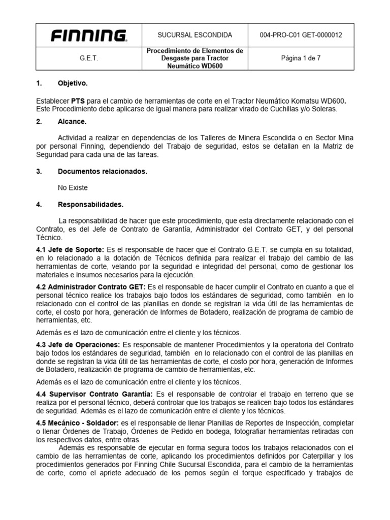 004-PRO-C01 GET-00000012 Procedimiento Elementos de Desgaste para ...