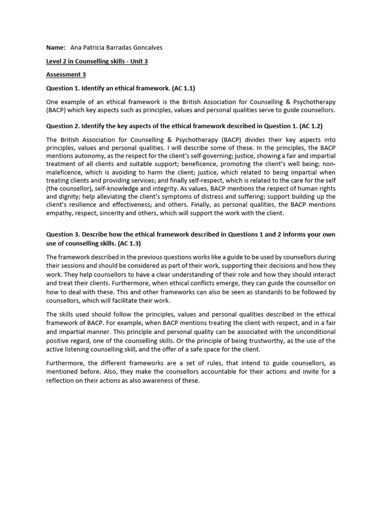 BACP Ethical Framework in Counselling | PDF | Discrimination ...