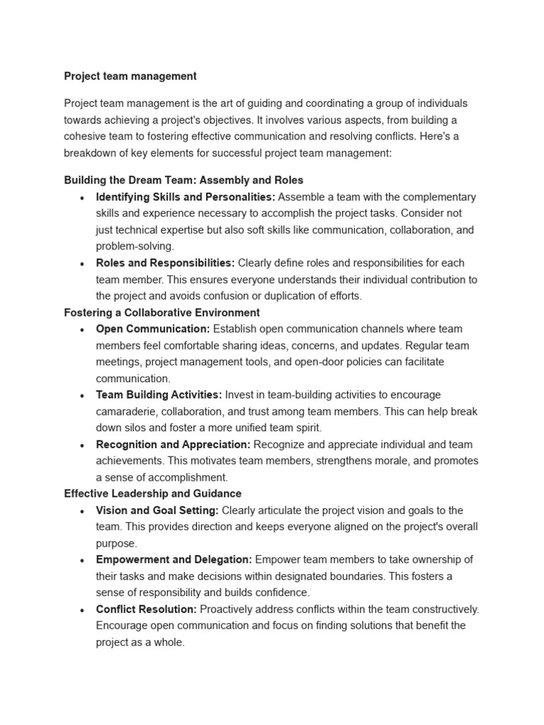 IT Project Management - Project Team Management | PDF | Leadership ...