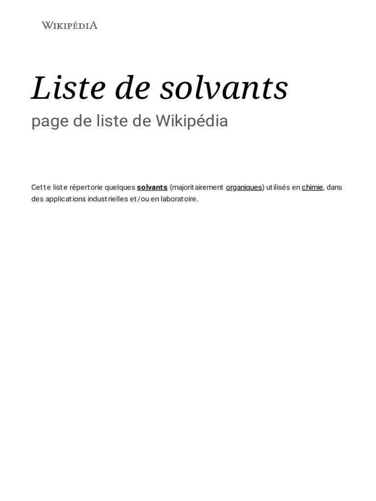 Liste des solvants en chimie | PDF | Substances chimiques | Composés ...