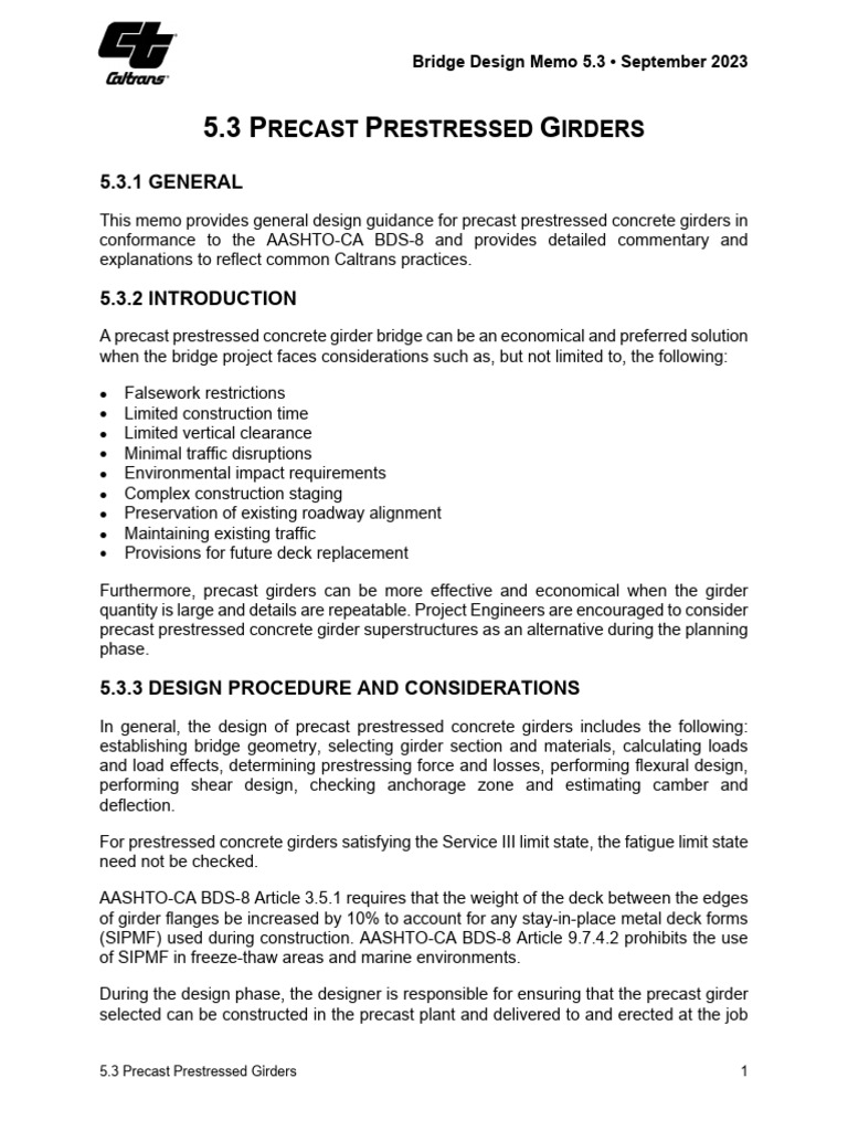 Precast Prestressed Girder Design Guide | PDF | Prestressed Concrete ...