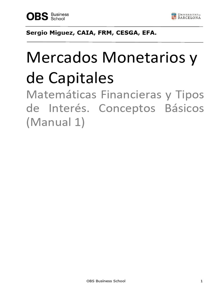Manual 1 - Matemáticas Financieras y Tipos de Interés | PDF | Interés ...