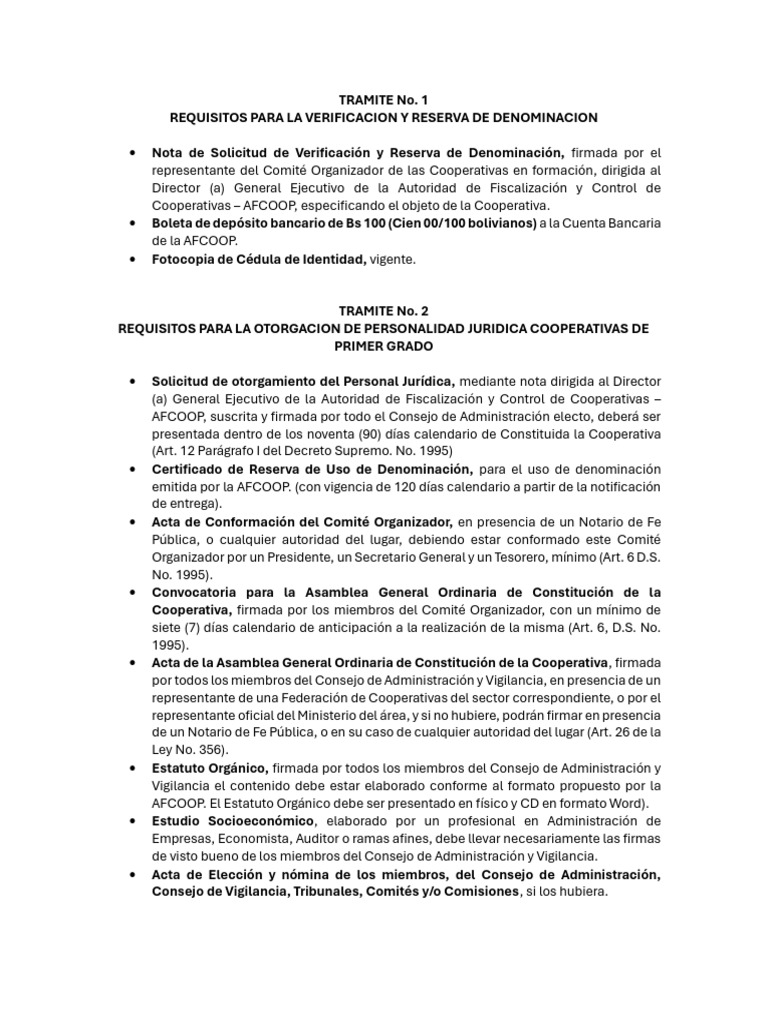 Requisitos AFCOOP para Cooperativas | PDF | Cooperativa | Documento de ...