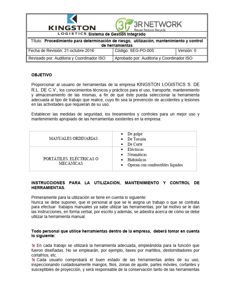 SEG-PO-005 Procedimiento para determinación de riesgo, utilización ...