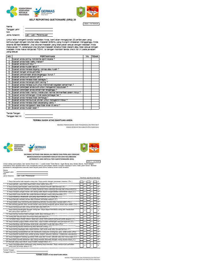 Form SRQ Dan SDQ | PDF