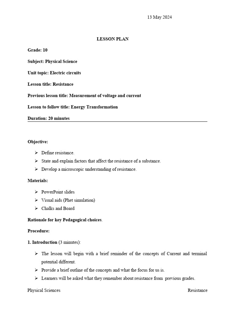 GR 10 Resistance | PDF | Electrical Resistance And Conductance ...