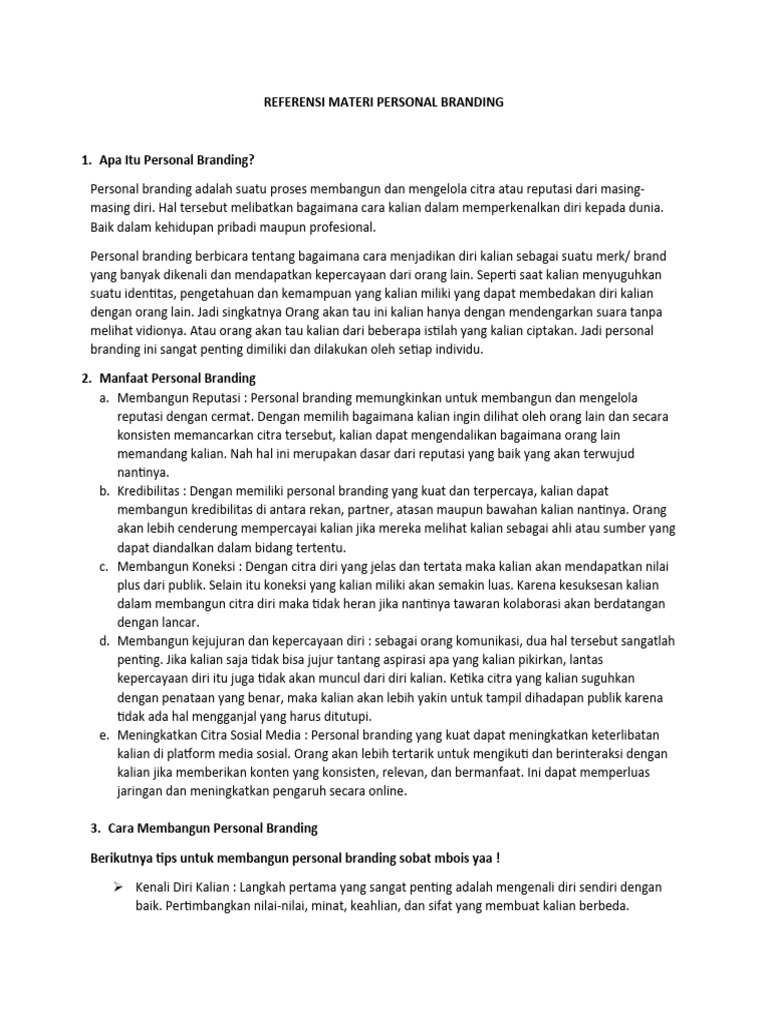 Referensi Materi Personal Branding Pdf