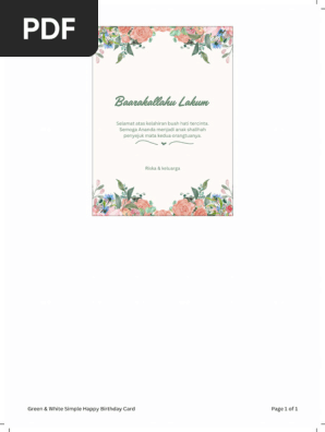 Green & White Simple Happy Birthday Card