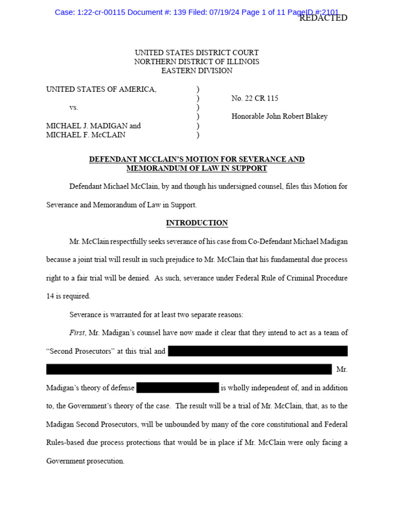 McClain Motion To Sever PDF Prosecutor Evidence (Law)