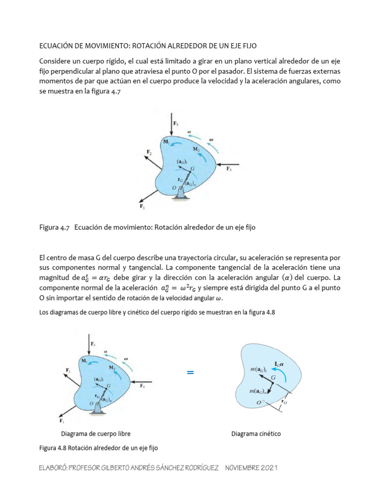 Ecuación de Movimiento Rotacion | PDF | Rotación | Rotación alrededor ...