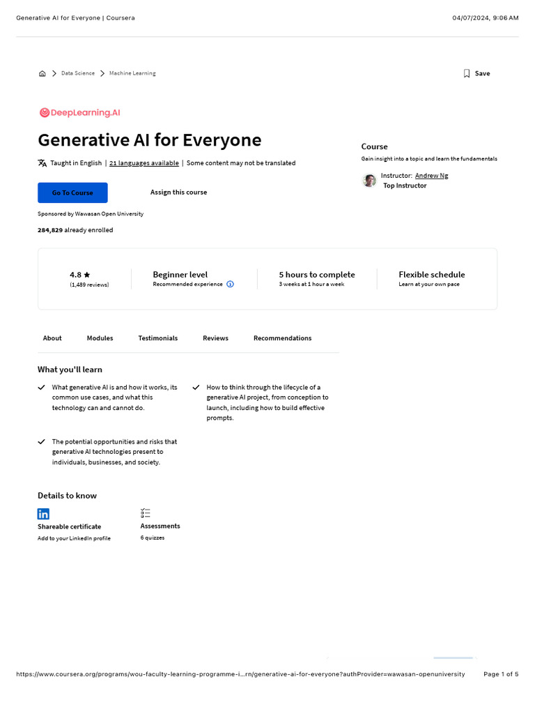 Generative Ai For Everyone Coursera Answers