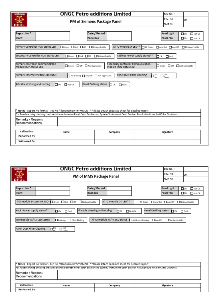 Check sheet mms and pkg panels according to system tasklist rev0 pdf