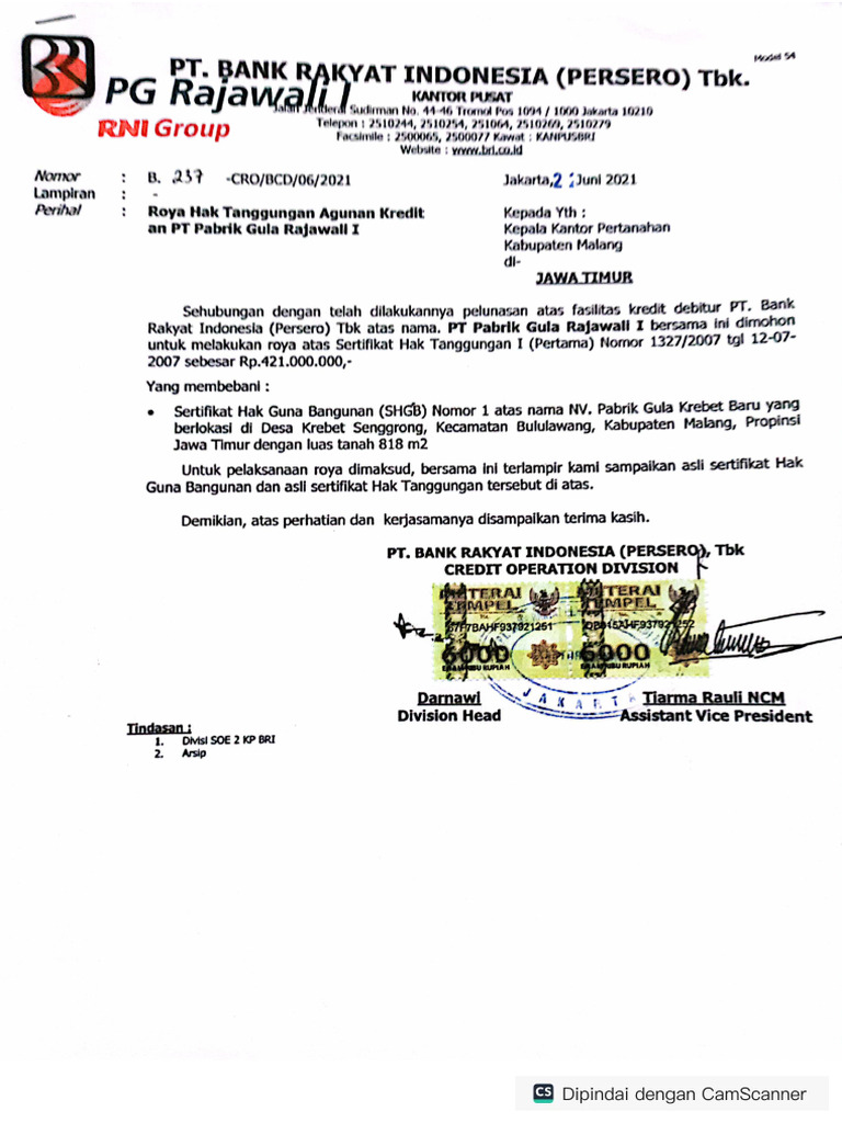Surat Roya Krebet Senggrong 1 | PDF