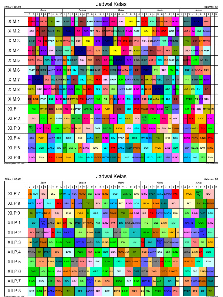 JADWAL SEMSTER 1 2024-2025 Fix | PDF