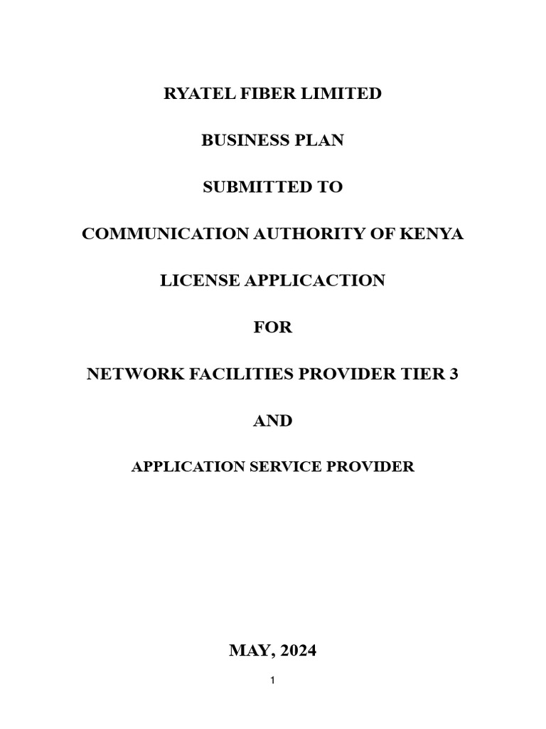 Ryatel Fiber NFP & ASP License Proposal | PDF | Computer Network ...
