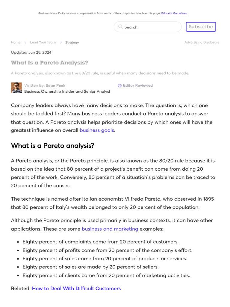 How To Conduct A Pareto Analysis | PDF | Pareto Efficiency ...