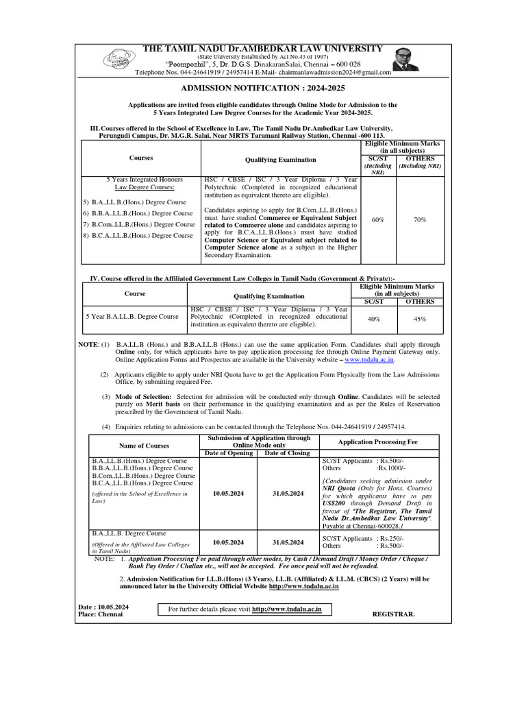 law-admissions-notification-2024-2025-download-free-pdf-academic