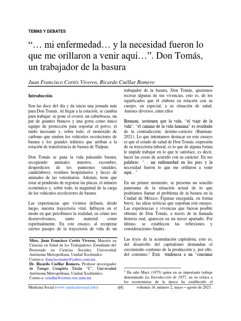 Mi Enfermedad y La Necesidad Fue Lo Que Me Orillo A Venir Aqui | PDF ...