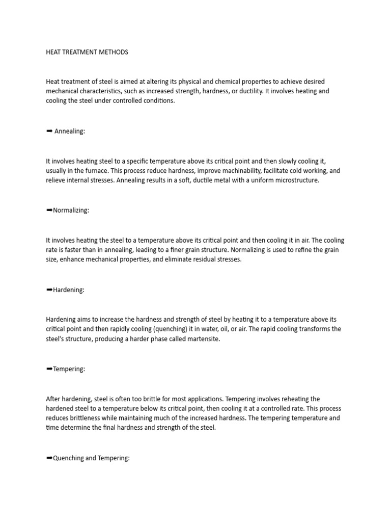 Heat Treatment Methods | PDF | Heat Treating | Steel