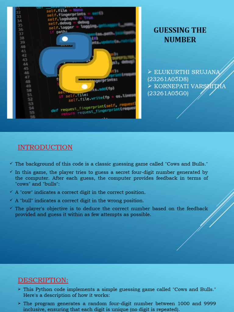 Cows and Bulls: Python Game Guide | PDF | Control Flow | Thought