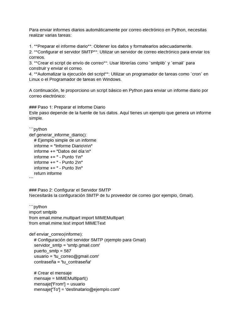 Envío Automático de Informes Diarios en Python | PDF | Ingeniería de ...