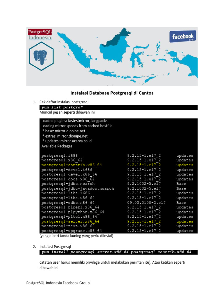 Instalasi PostgreSQL di CentOS | PDF | Metode & Bahan Ajar
