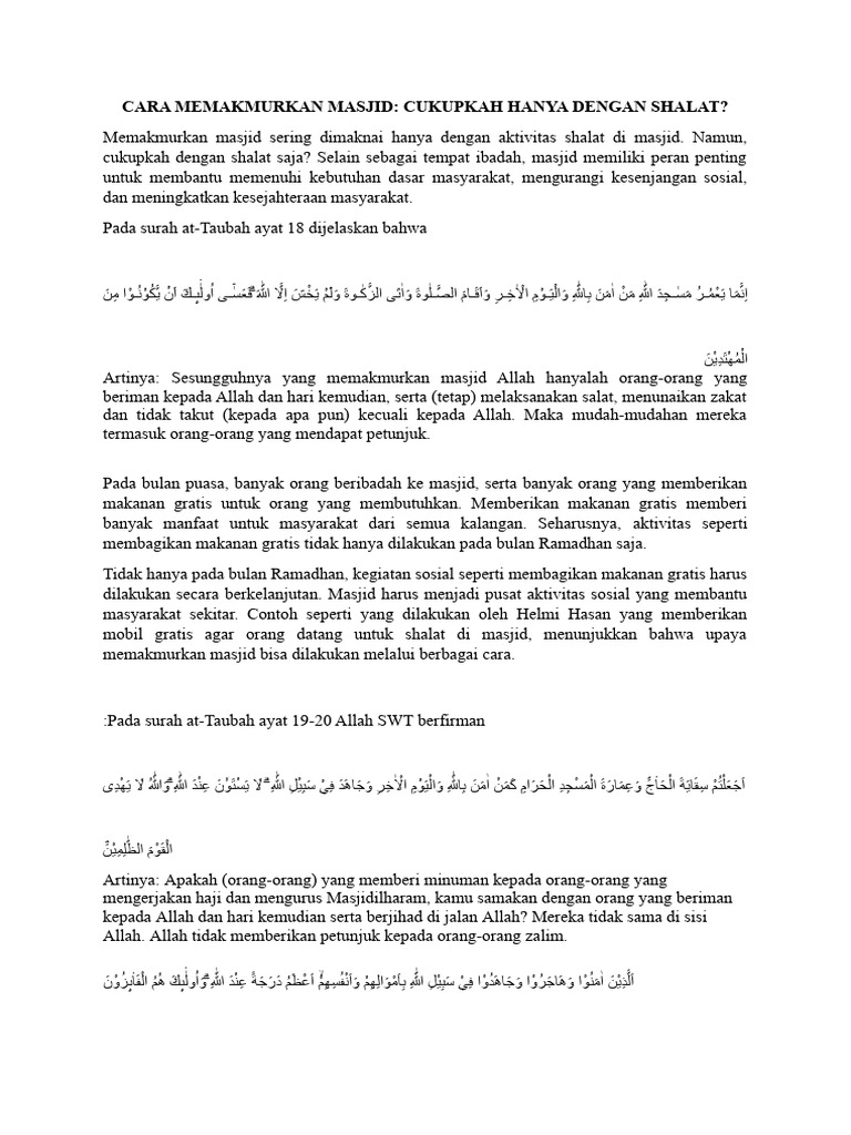 Cara Memakmurkan Masjid Pdf