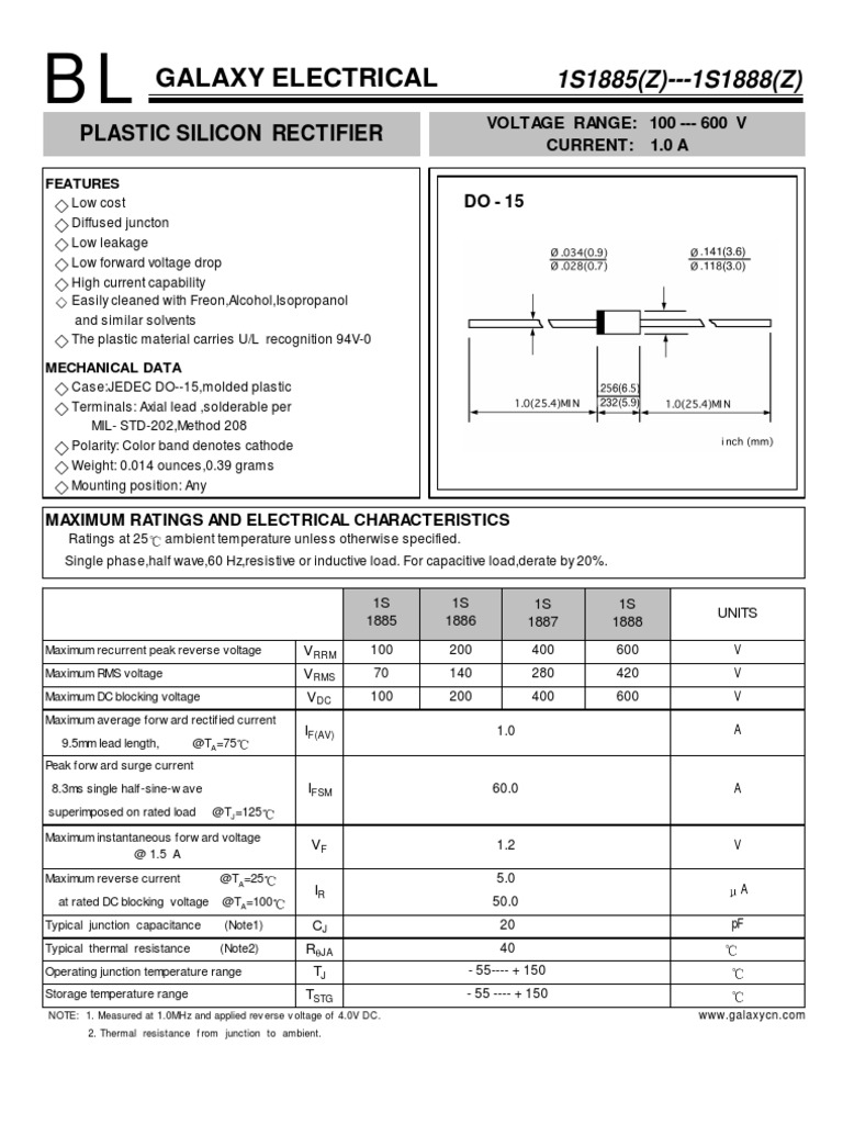 Electrical Engineers' Diode Specs | PDF | Science & Mathematics