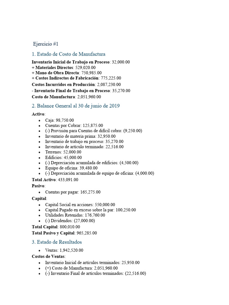 Análisis Financiero: Costos y Resultados | PDF | Estado de resultados ...