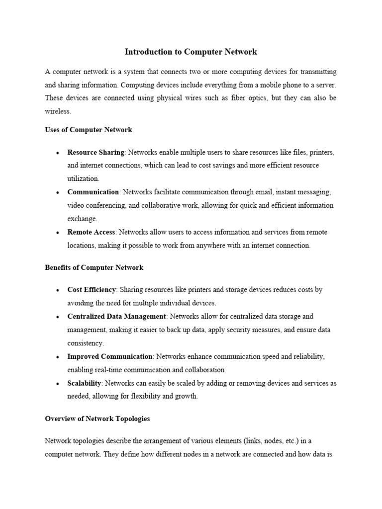 Introduction To Computer Network | PDF | Osi Model | Transmission ...