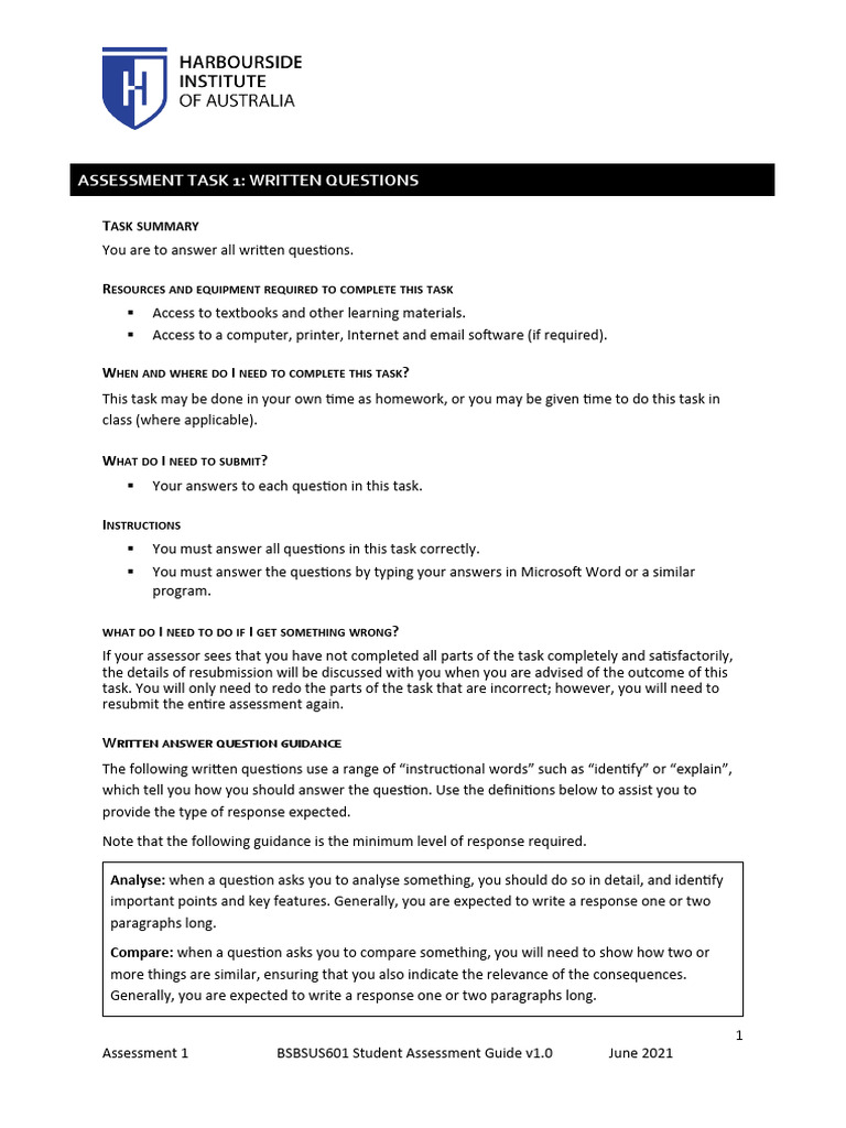 CSR Written Assessment Task Guide | PDF | Corporate Social ...