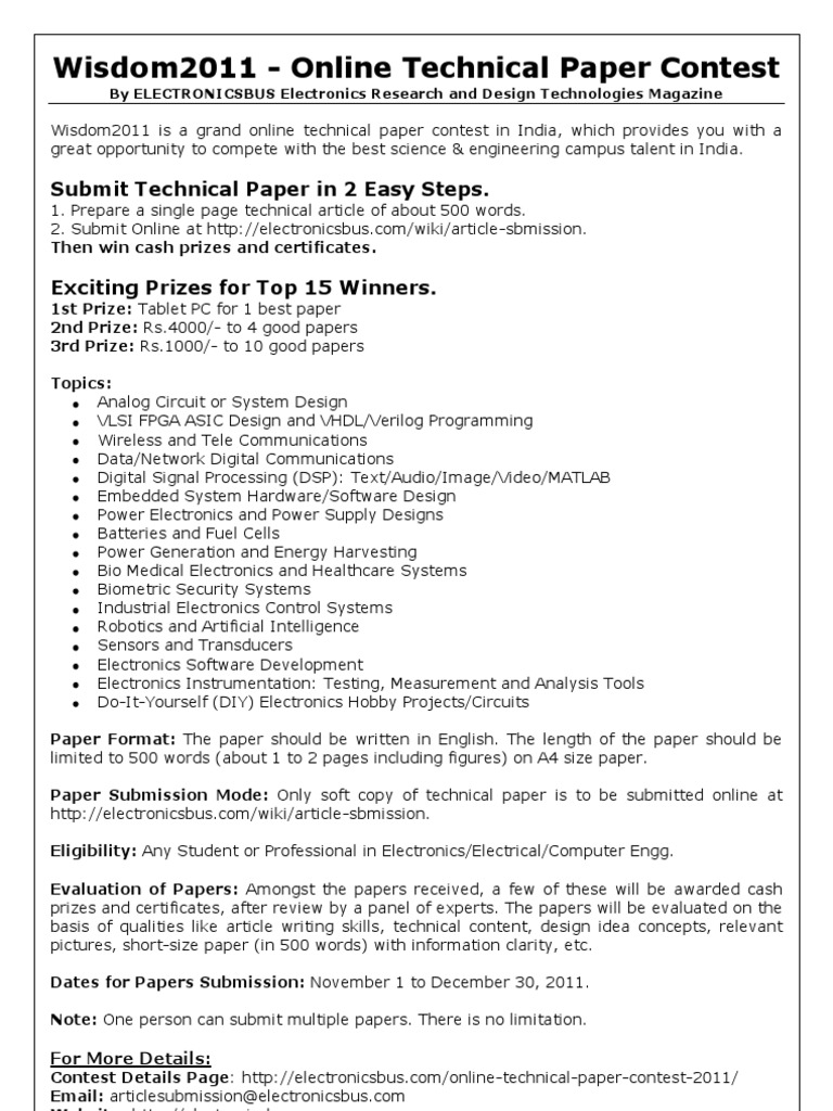 Wisdom Online Technical Paper Contest | PDF | Art | Technology ...