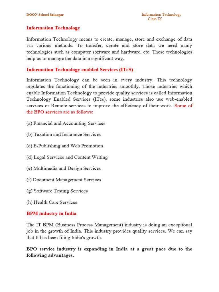 Information Technology | PDF | Educational Technology | Outsourcing