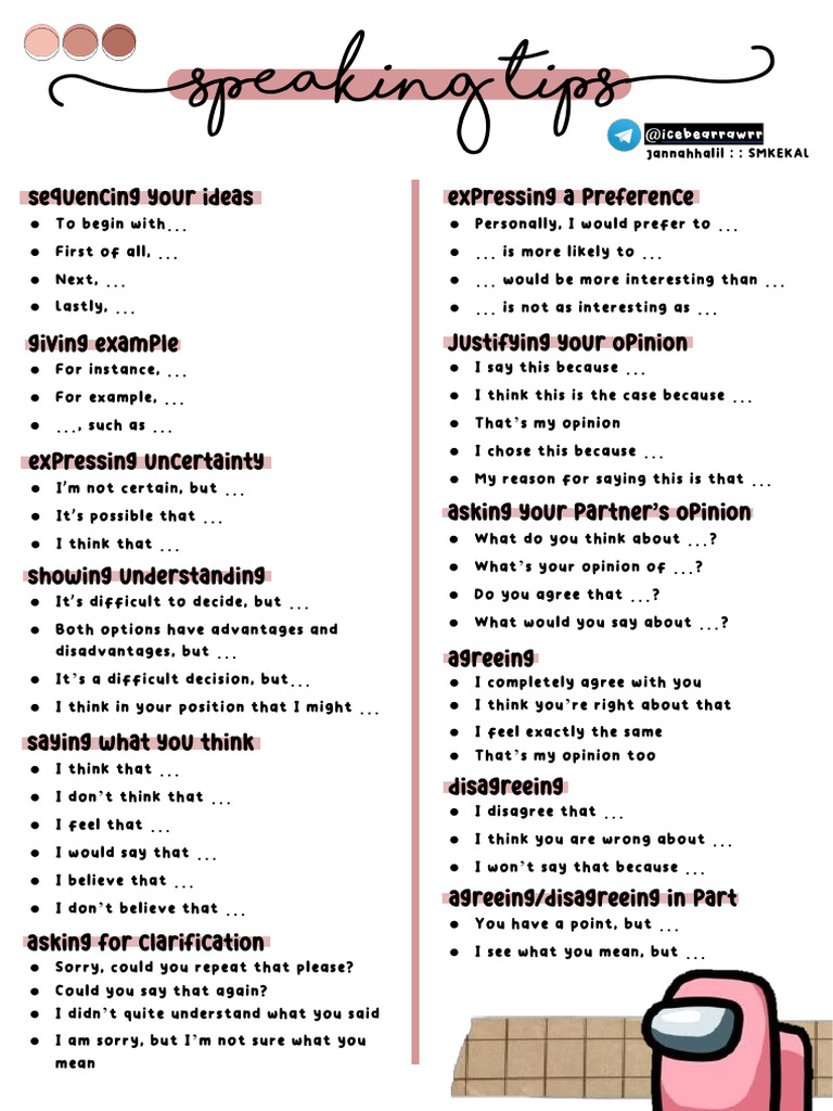 SPEAKING TIPS (Icenotes) | PDF | Self-Improvement