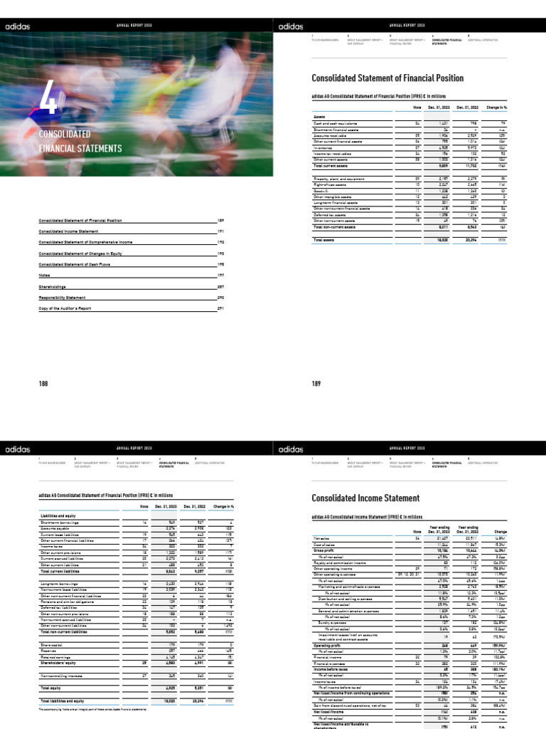 adidas 2023 Annual Financial Report | PDF | Balance Sheet | Income