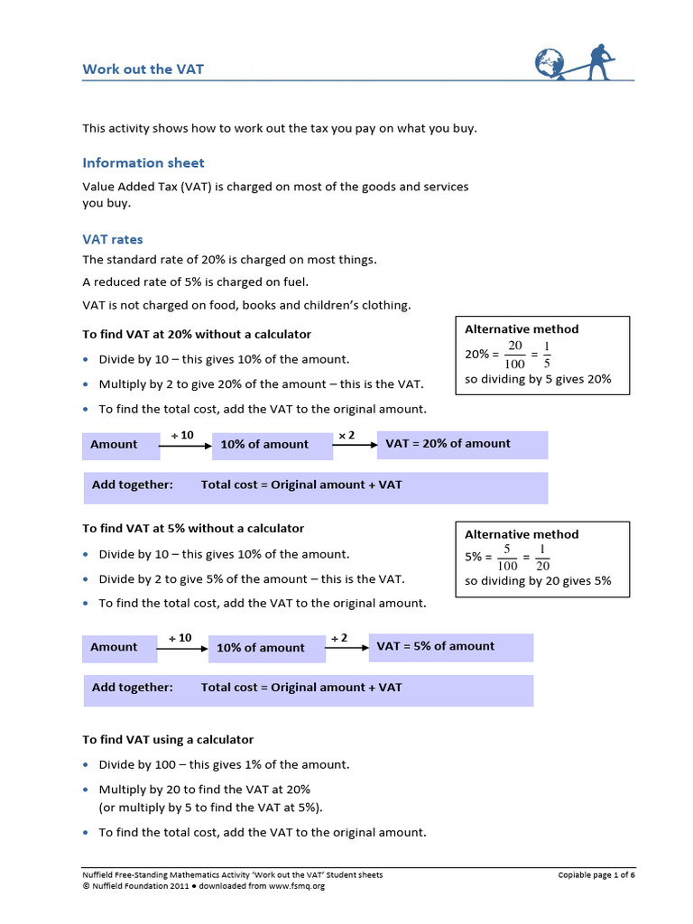 Fsma Vat Work Out Student 11007 | PDF | Sales | Payments