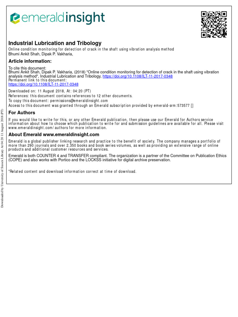 Online Condition Monitoring For Detection of Crack in The Shaft Using ...