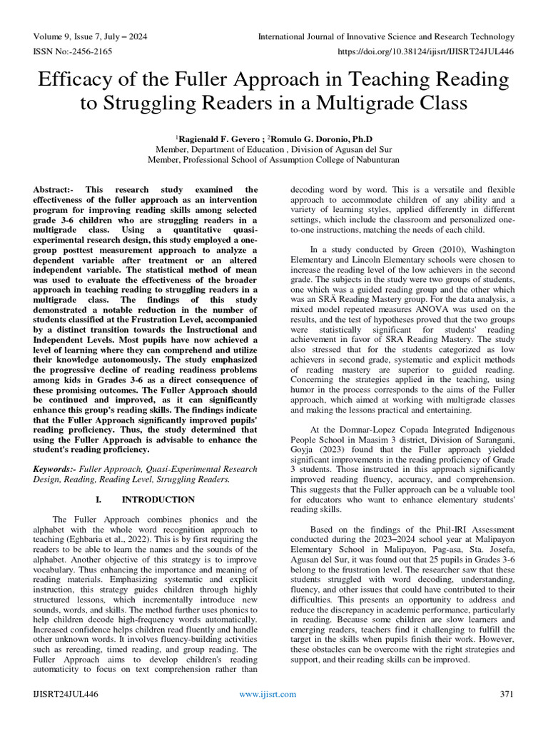 Enhancing Reading Skills with Fuller Method | PDF | Reading ...