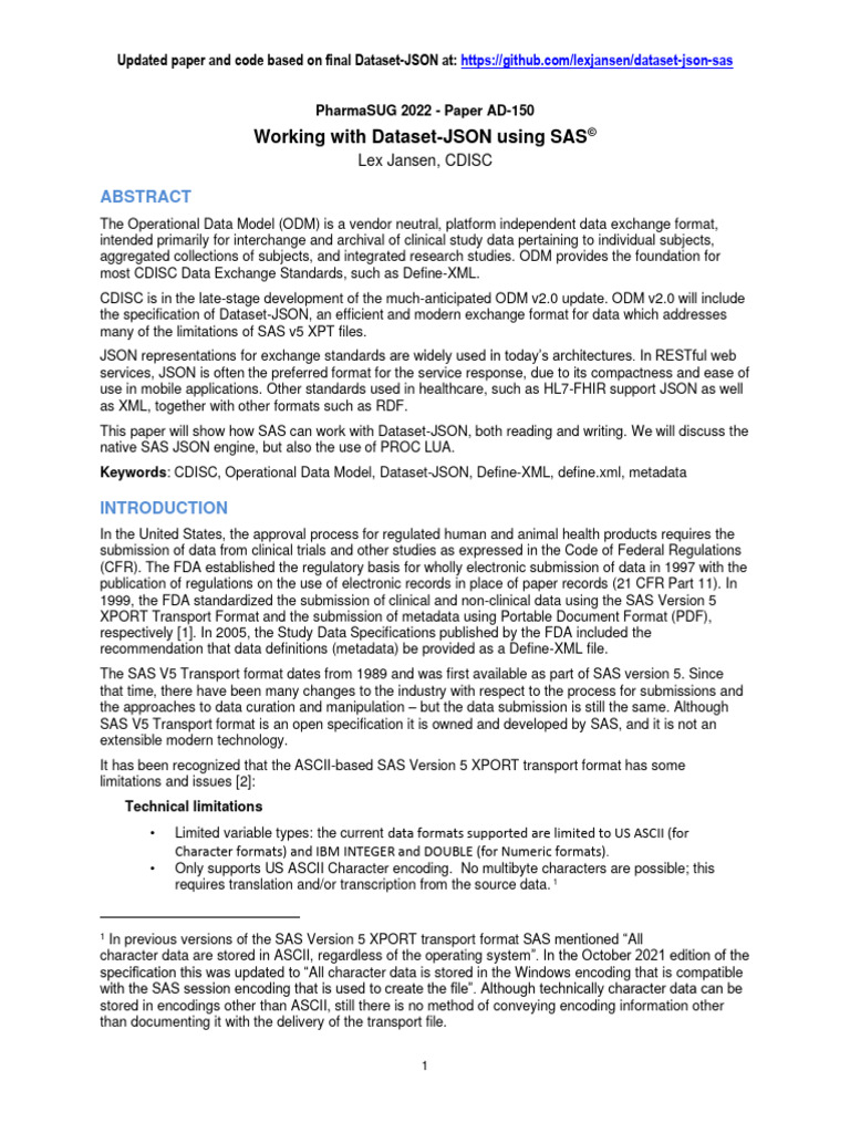 Working with dataset json using sas pdf json file format