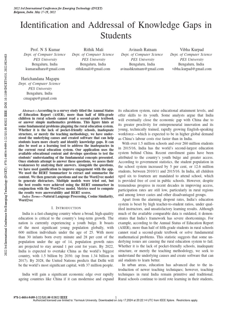 Addressing Knowledge Gaps in Rural Education | PDF