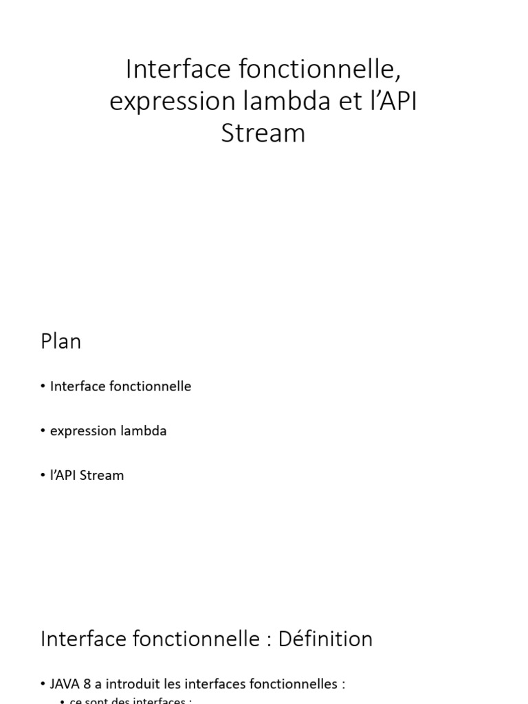 Interfaces Fonctionnelles et API Stream en Java | PDF | Interface ...