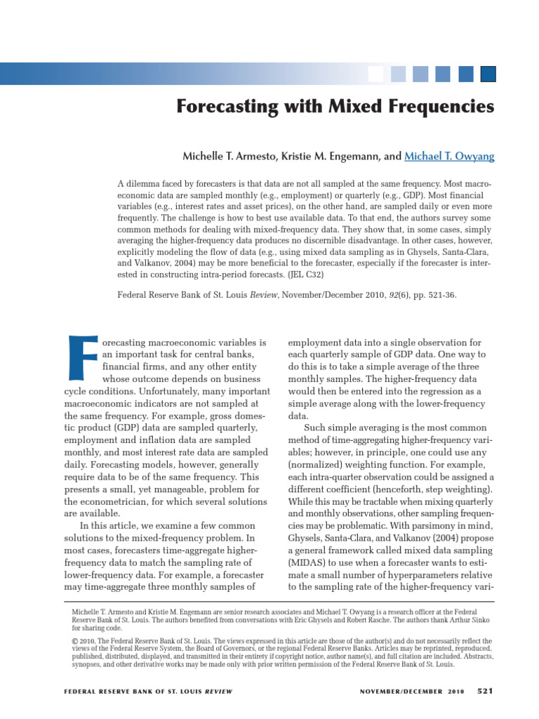 Forecasting With Mixed Frequencies - Armesto | PDF | Forecasting ...